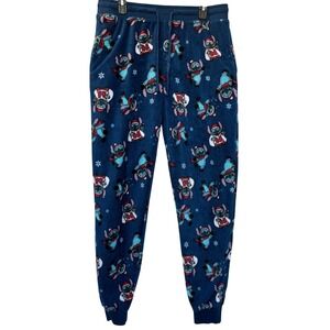 Disney Stitch Pajama Pants Womens L Holiday Christmas Loungewear Blue